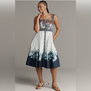 NWOT Maeve Sleeveless Square Neck Button Front Midi Dress, Size 2X